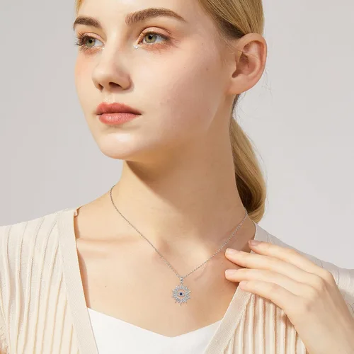 Miniatura 5 de PROESS Collar de plata de ley 925 con amuleto de protección espiritual para mujeres y hombres con cadena de 18 + 2 pulgadas