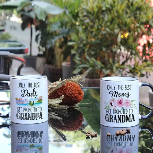 Miniatura 6 de Only the Best Mom Dad Get Promoted to Grandma and Grandpa - Juego de tazas de 11 onzas, regalos de anuncio de embarazo, cumpleaños, Navidad, día