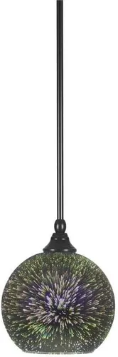 Miniatura 162 de Toltec Lighting Tallo Colgado Mini colgante, acabado de cobre negro, 3.5" cuadrado humo burbuja vidrio