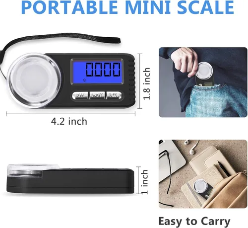 Miniatura 4 de THINKSCALE Báscula digital de miligramo 1.76 oz/0.00 oz, escala de mg para medicina en polvo con estuche portátil, escala de microgramos