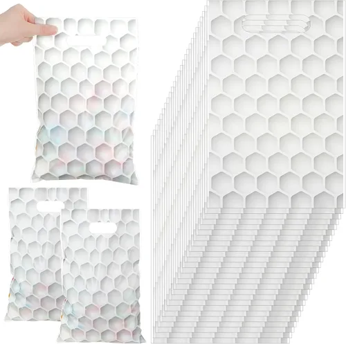 Miniatura 7 de Sinmoe 50 bolsas de golosinas de fútbol de 7.9 x 11.8 pulgadas, bolsas de plástico para regalos de fiesta, bolsas de regalo temáticas deportivas