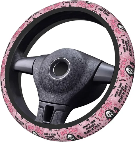 Miniatura 2 de Funda de volante de fantasma de Halloween No te cuelgues Accesorios para automóvil para hombres y mujeres con 2 ambientadores, fundas