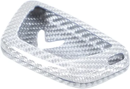 Funda para llavero de fibra de carbono real para Corvette C8 Stingray 2020-2022, cubierta protectora de la llave de repuesto (plata)