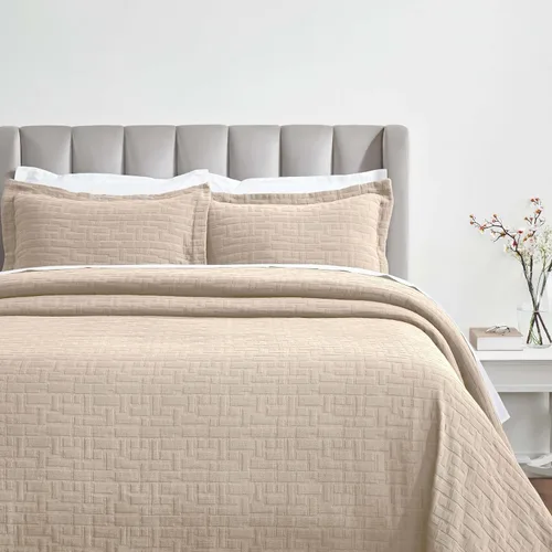 Miniatura 23 de Superior Juego de colcha de algodón con diseño de flor de lis, mantas cálidas, ropa de cama para todas las estaciones, decoración de dormitorio