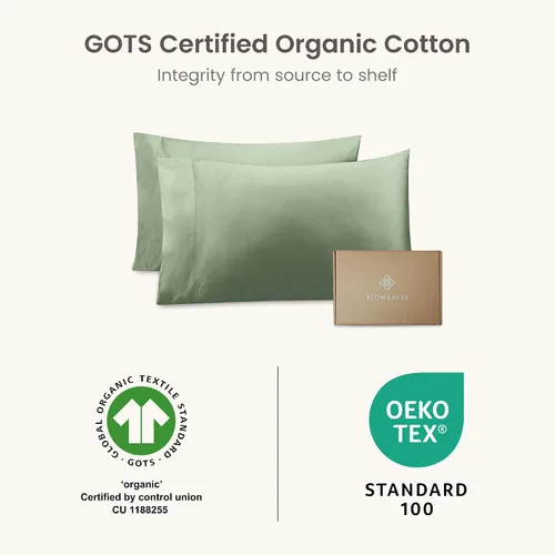 Miniatura 6 de Bioweaves - Fundas de almohada 100% algodón orgánico de 300 hilos, tejido de satén suave, certificado por la Norma Mundial de Textiles Orgánicos