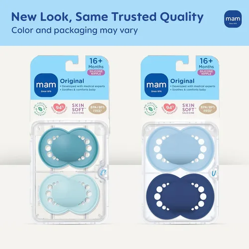 Miniatura 2 de MAM Chupetes mate originales para bebé, Binky para más de 16 meses, pezón de silicona sin BPA, fácil de limpiar, lo mejor para bebés amamantados