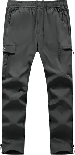 BGOWATU Pantalones de senderismo para hombre, pantalones cargo elásticos resistentes al agua, pantalones ligeros de secado rápido para pesca al aire