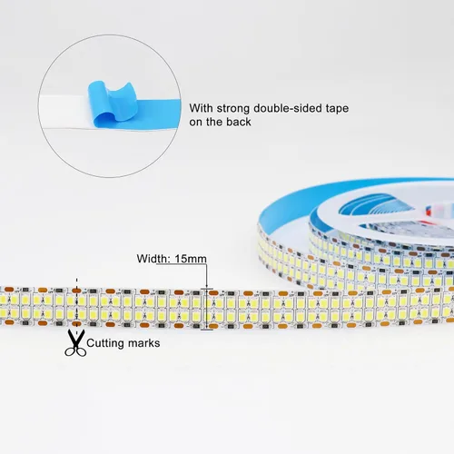 Miniatura 2 de LEDENET Tiras de luces LED 2835 SMD de color blanco frío 6500K 16.4 pies 2400 LEDs, tira de cinta LED flexible de doble fila, lámpara de cinta LED