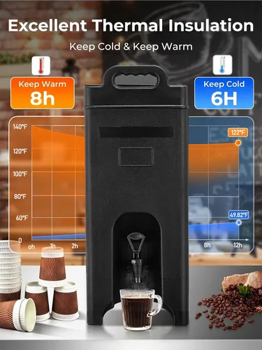 Miniatura 2 de Dispensador de bebidas aislado de 5 galones, dispensador comercial de bebidas calientes/frías para cafeterías, fiestas grandes, reuniones