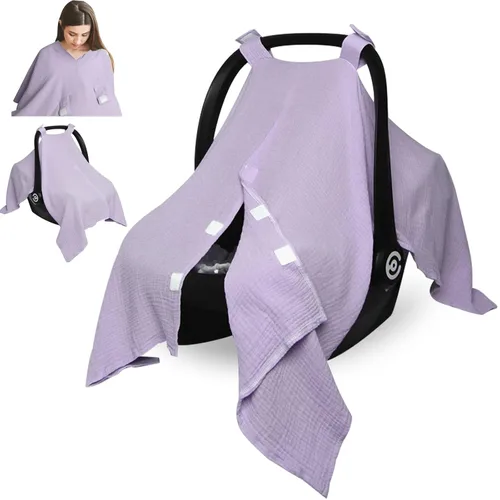 Miniatura 9 de Peekaboo - Funda de asiento de automóvil para bebé, cubierta de asiento de automóvil de muselina para bebé, unisex, grande, ajuste universal, Trigo