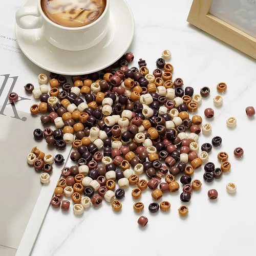 Miniatura 2 de WILLBOND 300 mini pinzas para el cabello para trenzas para niñas, mini cuentas de pelo arcoíris, pequeños clips de plástico para mujeres (color café)