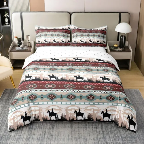 Miniatura 18 de Funda de edredón 100% algodón estilo bohemio del suroeste – Funda de edredón étnica tribal flecha – Juego de decoración de dormitorio completo