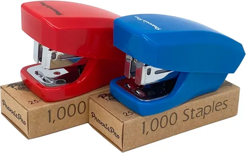Miniatura 12 de Aria Premium - Juego de mini grapadoras con desgrapadoras integradas, 2000 grapas estándar incluidas, para oficina, escuela y viajes, juego de 2