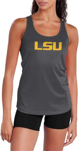 Miniatura 30 de Camiseta deportiva sin mangas oficial de la NCAA Collegiate para mujer, con espalda cruzada, logotipo primario, colección carbón