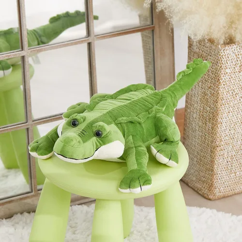 Miniatura 2 de Lindo animal de peluche de cocodrilo suave y realista para abrazar, almohada de peluche de cocodrilo para cumpleaños, día del niño, Navidad