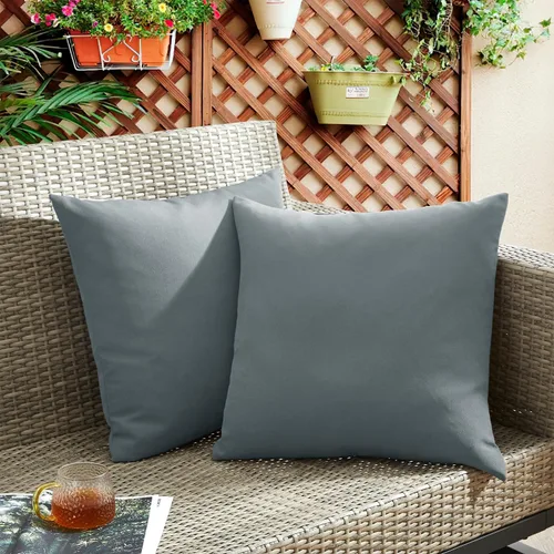 Miniatura 10 de puredown® Juego de 2 almohadas decorativas impermeables para exteriores, relleno de plumas y plumón, para sofá, banco de jardín, 12 x 20 pulgadas