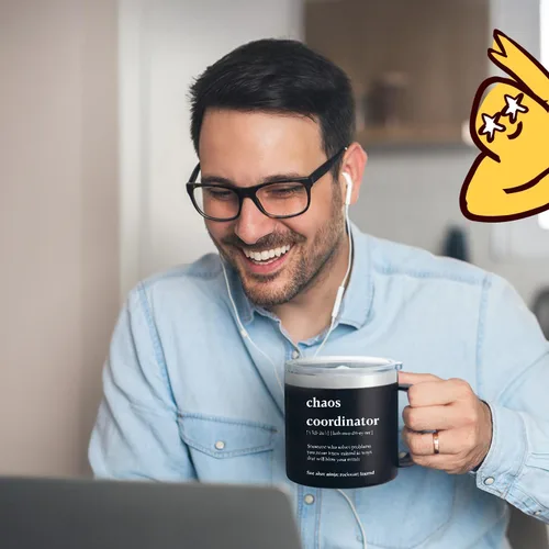 Miniatura 2 de Chaos Coordinator - Vaso negro de 14 onzas para hombre, diseño de agradecimiento, corporativo, día del jefe, regalos de oficina para hombres, tazas