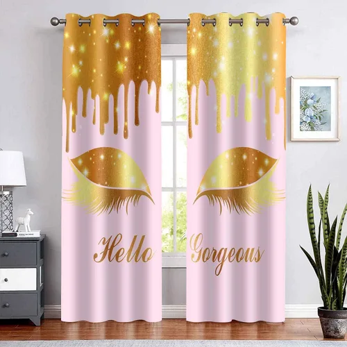 Miniatura 37 de Hello Gorgeous - Cortina de pestañas de unicornio, para oscurecer la habitación, con aislamiento térmico, con ojales, para decoración de dormitorio