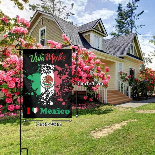 Miniatura 2 de Bandera de la amistad de Estados Unidos y México de 12 x 18 pulgadas, bandera vertical de doble cara para jardín, para interiores y exteriores