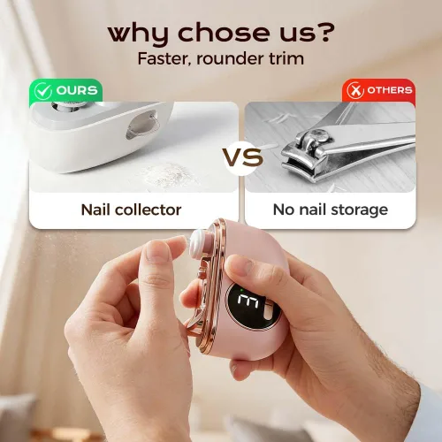Miniatura 5 de Cortaúñas eléctrico automático, recortador de uñas eléctrico 3 en 1 con luz LED, diseño mejorado de doble hoja, molinillo de uñas eléctrico