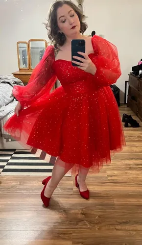 Miniatura 5 de Maxianever Vestidos de graduación de tul estrellado brillante para mujer, vestidos de fiesta de exalumnos, vestidos formales de noche