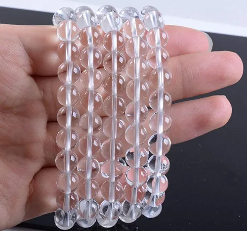 Miniatura 2 de Pulsera elástica unisex de 7 pulgadas, hecha a mano, con piedras semipreciosas de 8 mm (0.31 pulgadas).
