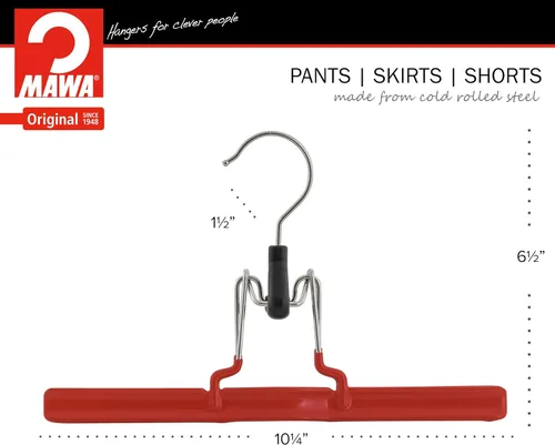 Miniatura 6 de Mawa by Reston Lloyd - Percha antideslizante con abrazadera para pantalones y faldas, estilo M/26, juego de 2, rojo Blanco
