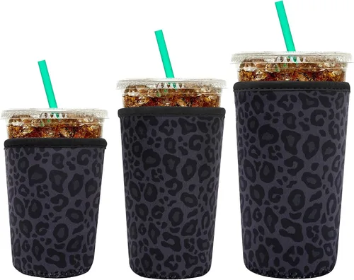 YR Funda aislante de neopreno reutilizable para tazas de café helado, paquete de 3 fundas para bebidas heladas y calientes, enfriador de bebidas