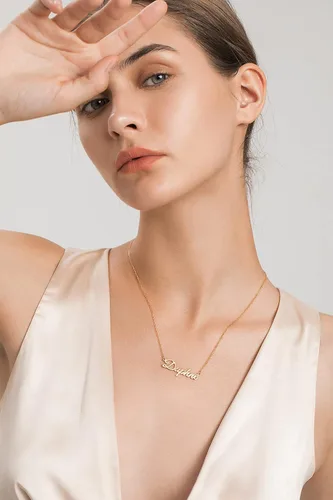 Miniatura 4 de UMAGICBOX Collar con nombre personalizado, elige entre 14 estilos de fuente, colgante personalizable chapado en oro de 18 quilates, regalo ideal