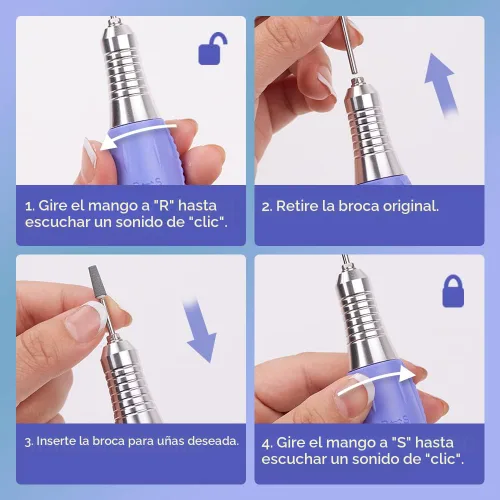 Miniatura 8 de Taladro de uñas eléctrico, Púrpura Azul