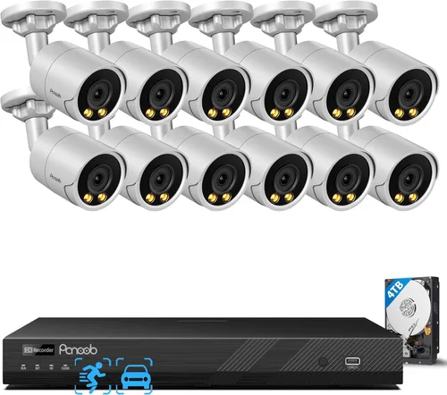 Miniatura 12 de Sistema de cámara de seguridad de 16 canales PANOOB 4K para uso comercial, NVR PoE 4K 16CH HDD 4TB, 16x cámaras IP al aire libre con cable 8MP