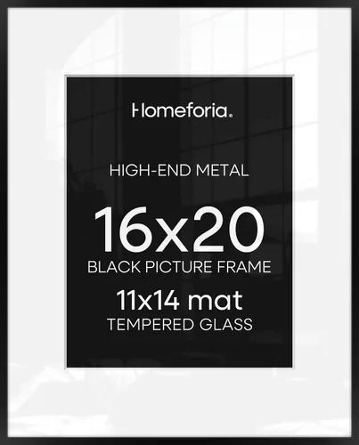 Homeforia - Portarretratos de 16 x 20 pulgadas de alta gama, paspartú de 11 x 14 pulgadas, vidrio templado, gancho de pared incluido, 1 unidad,