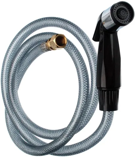 Danco, Negro, Conjunto de Manguera y Cabezal de Rociador de Grifo de Cocina de Vinilo con Acción de Gatillo [Kit de Instalación Completo], 1-Juego