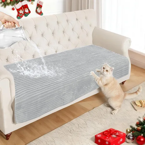 Miniatura 10 de NAISI Fundas de sofá para perros, funda impermeable de franela a rayas, apta para mascotas, lavable, protector antideslizante para sofá seccional