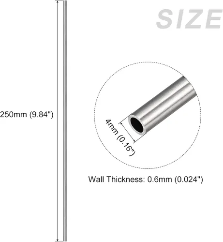 Miniatura 2 de METALLIXITY Tubo de acero inoxidable 304 (0.157 in de diámetro x 0.024 in de pared T x 9.843 in de largo), 2 piezas, tubo recto, para muebles