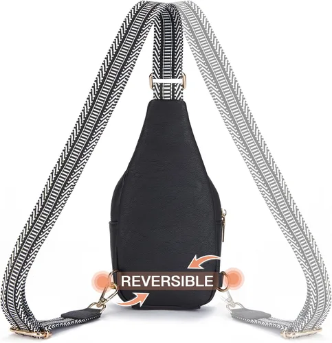Miniatura 61 de Telena Riñonera pequeña para mujer, de cuero, cangureras, bolsa de pecho para mujer