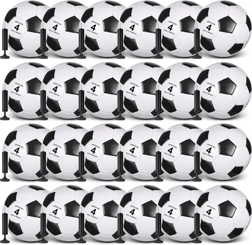 Sotiff 24 pelotas de fútbol a granel con 24 bombas de fútbol desinfladas para niños, adolescentes, fútbol a granel para entrenamiento de juegos,