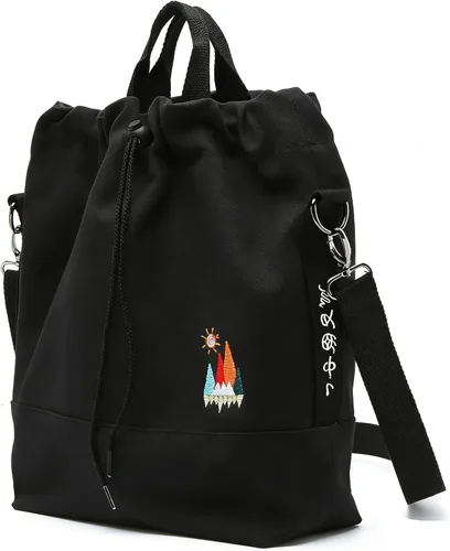 Bolso de mano de lona para mujer, bolso de hombro informal, bolso de trabajo, bolso cruzado con bordado de sol