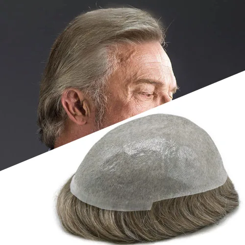 Miniatura 13 de Hombres Toupee Hair Thin Skin 0.06 Hombres Toupee Hair Piece Remy Human Hair System Mens Hairpieces Invisable Hairline Protesis Capilar Para Hombre
