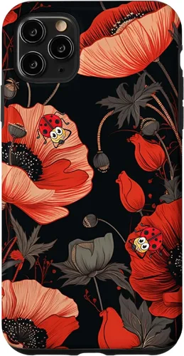 Miniatura 12 de Funda para iPhone 11 Poppy Flower Ladybug Red & Black