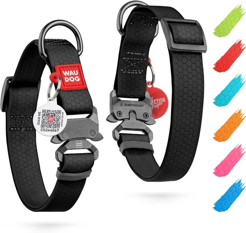 WAUDOG Collar de Perro Impermeable – Collar Ajustable para Perros Grandes, Pequeños y Medianos – Collares de Perro de Servicio Pesado con Cierre de