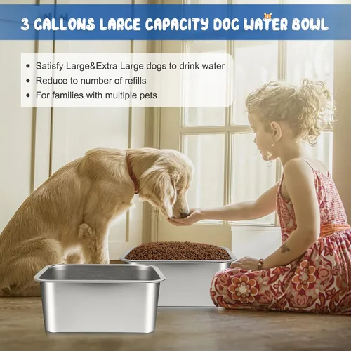 Miniatura 2 de Bwogue Cuencos de agua extra grandes para perros, 1.25 galones, acero inoxidable, alta capacidad para perros grandes y grandes