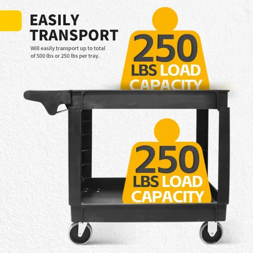 Miniatura 7 de MaxWorks 80855 Carrito de PP de servicio utilitario de 500 libras con dos bandejas y ruedas 30 pulgadas x 16 pulgadas Dimensiones totales
