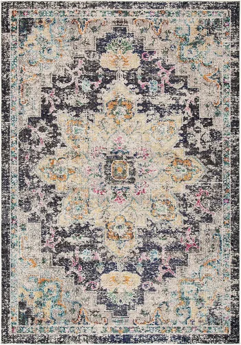 Miniatura 110 de Safavieh Madison Collection (MAD473M) Tapete redondo de 4 pies, azul y azul claro, diseño chic y bohemio desgastado de medallón, no pierde fibras