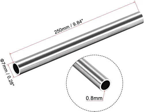 Miniatura 2 de uxcell Tubo redondo de acero inoxidable 304 0.276 in OD 0.031 in espesor de pared 9.843 in de longitud Tubo recto sin costura 4 piezas