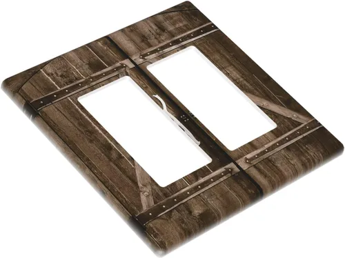 Miniatura 438 de Placa Decorativa de Pared de Granja Rústica con Cuerno de Madera para Puerta de Granero 1 Banda Duplex Cubiertas de Toma Eléctrica Soltera