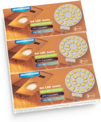 Miniatura 6 de Bombilla LED G4 de disco blanco brillante 5000K 2W – 20W halógena JC bombilla de repuesto G4 Bi Pin – Bombillas de disco de 12 voltios debajo