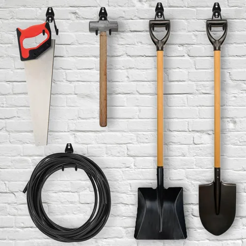 Miniatura 6 de Paquete de 6 ganchos de garaje resistentes, 4.9 pulgadas de acero utilitario para organizar herramientas de césped de jardín, escaleras, manguera