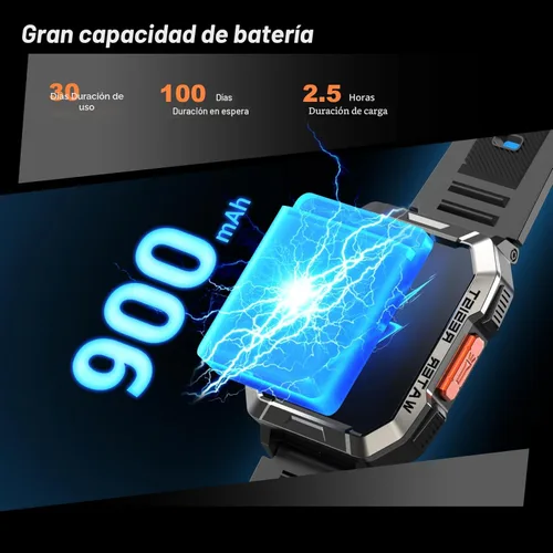 Miniatura 3 de Reloj inteligente militar para hombre (respuesta/hacer llamadas), reloj inteligente de 2.01 pulgadas para Android y iPhone, rastreador de actividad