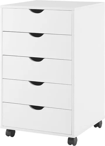 Miniatura 14 de Cajón de 5 cajones con gabinete de 2 estantes, negro, almacenamiento inteligente, perfilado con divisores ajustables, ruedas con cerradura